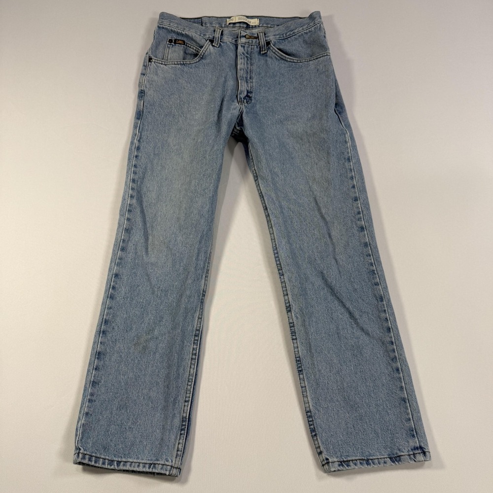 Lee Riders Jeans Mens 33x30 Light Wash Blue Regular Fit Straight Leg Denim Pants